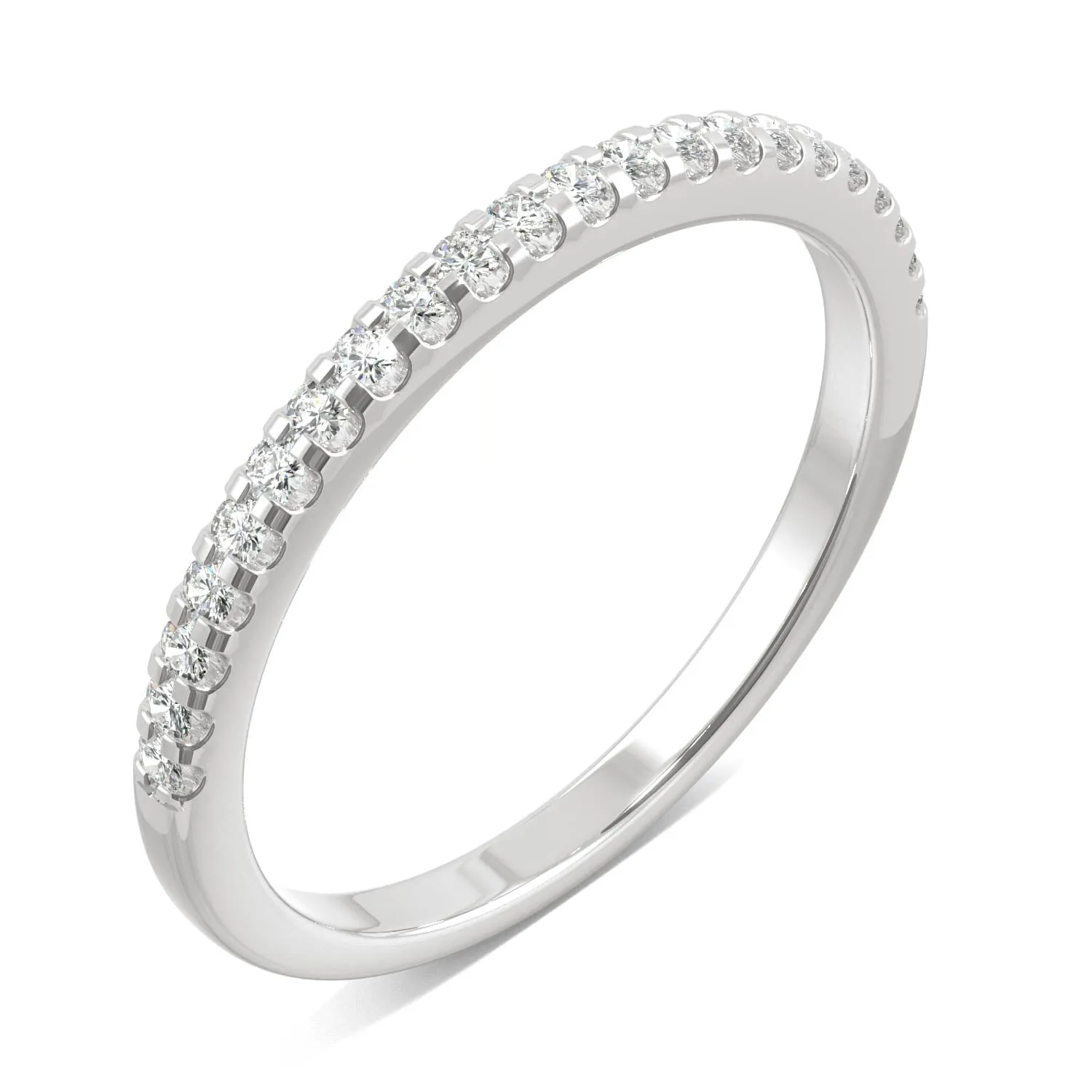 0.22 CTW DEW Round Moissanite Wedding Band in 14K White Gold