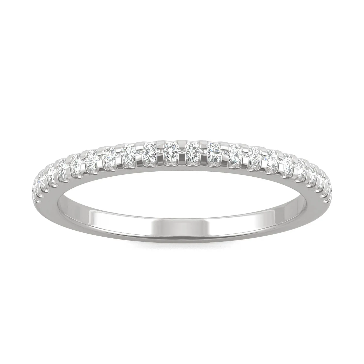 0.22 CTW DEW Round Moissanite Wedding Band in 14K White Gold