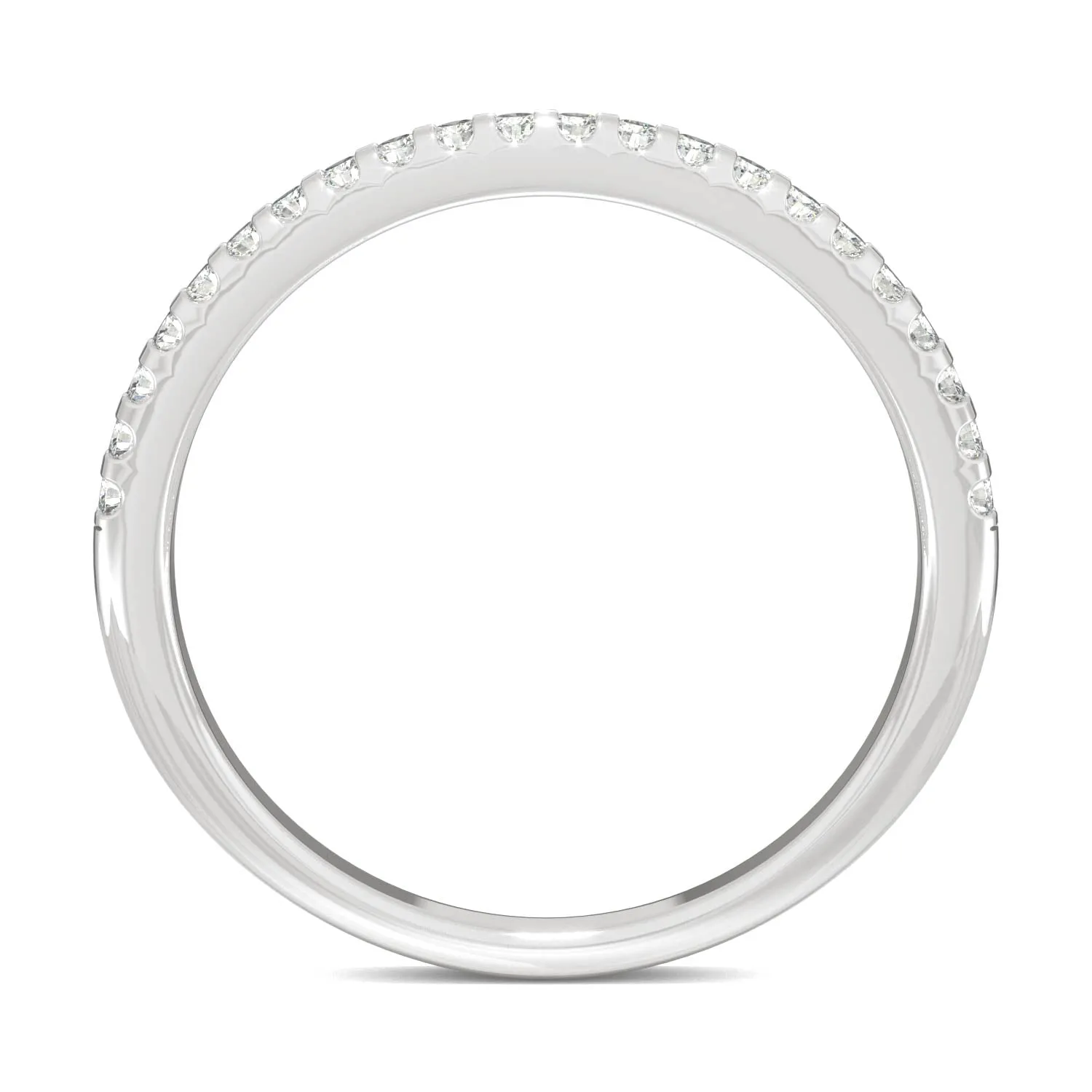 0.22 CTW DEW Round Moissanite Wedding Band in 14K White Gold