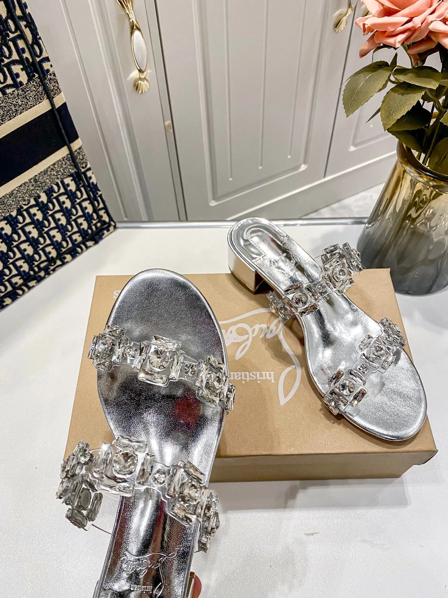2025 Silver Crystal Slippers