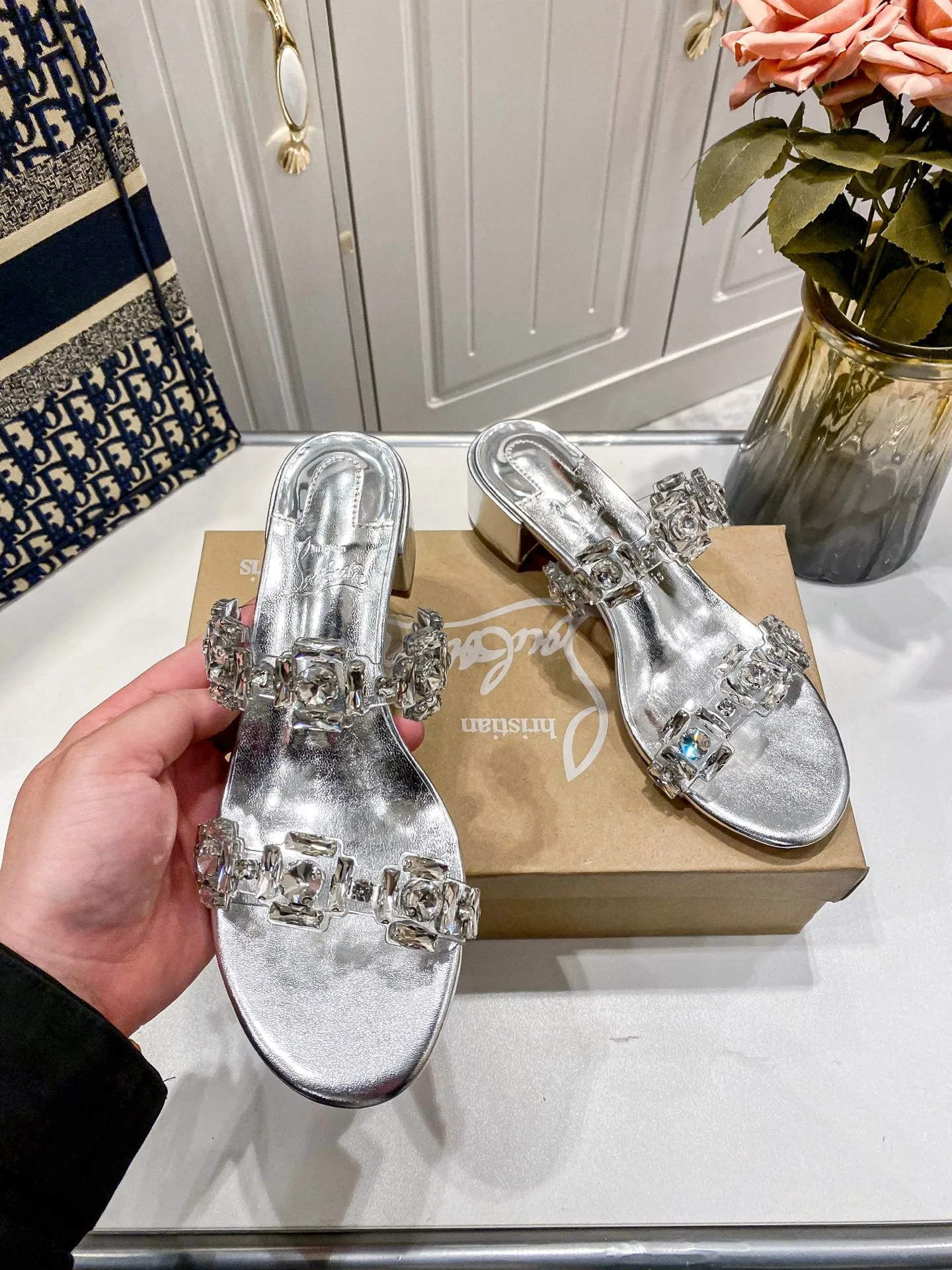 2025 Silver Crystal Slippers