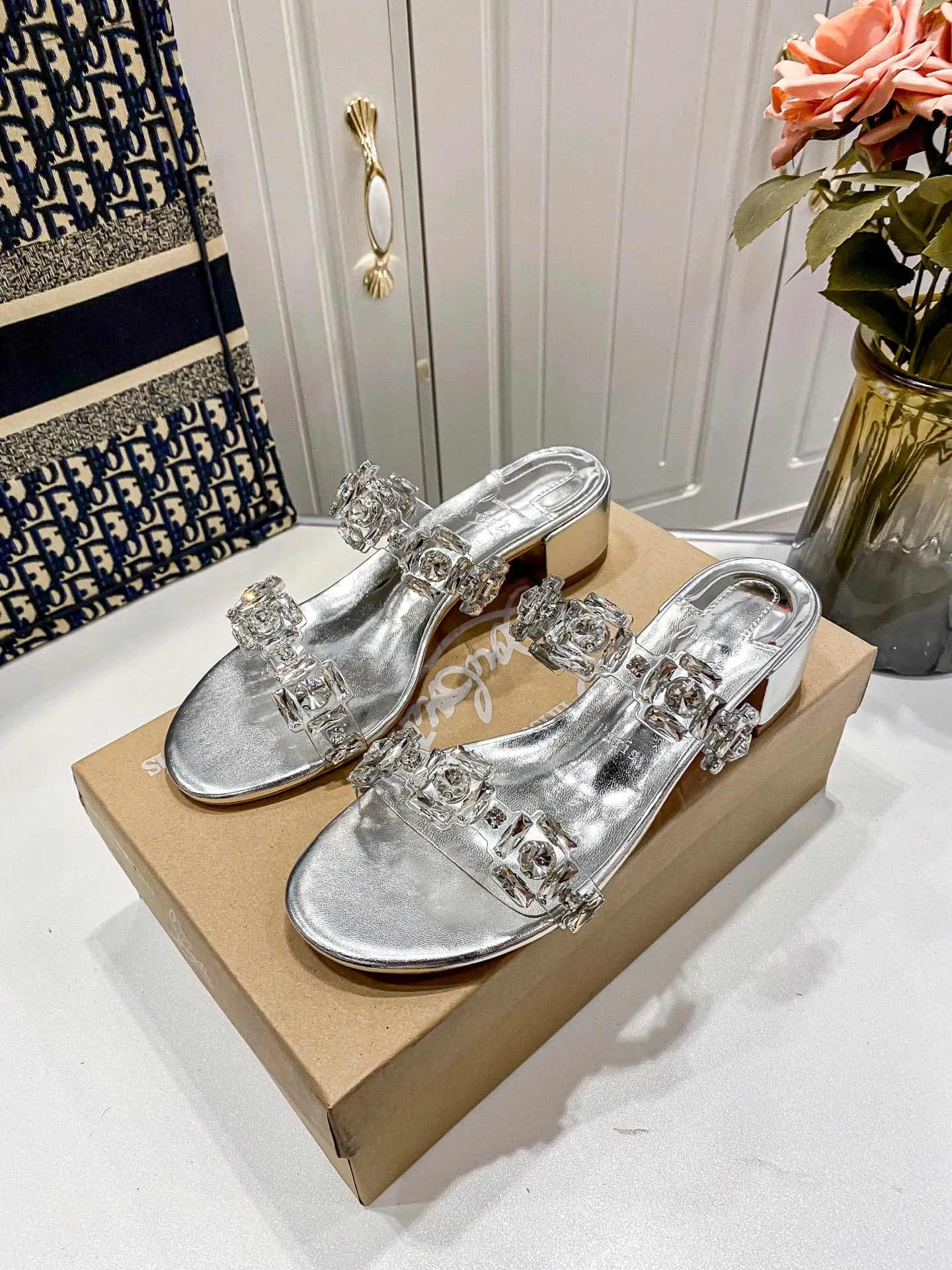 2025 Silver Crystal Slippers