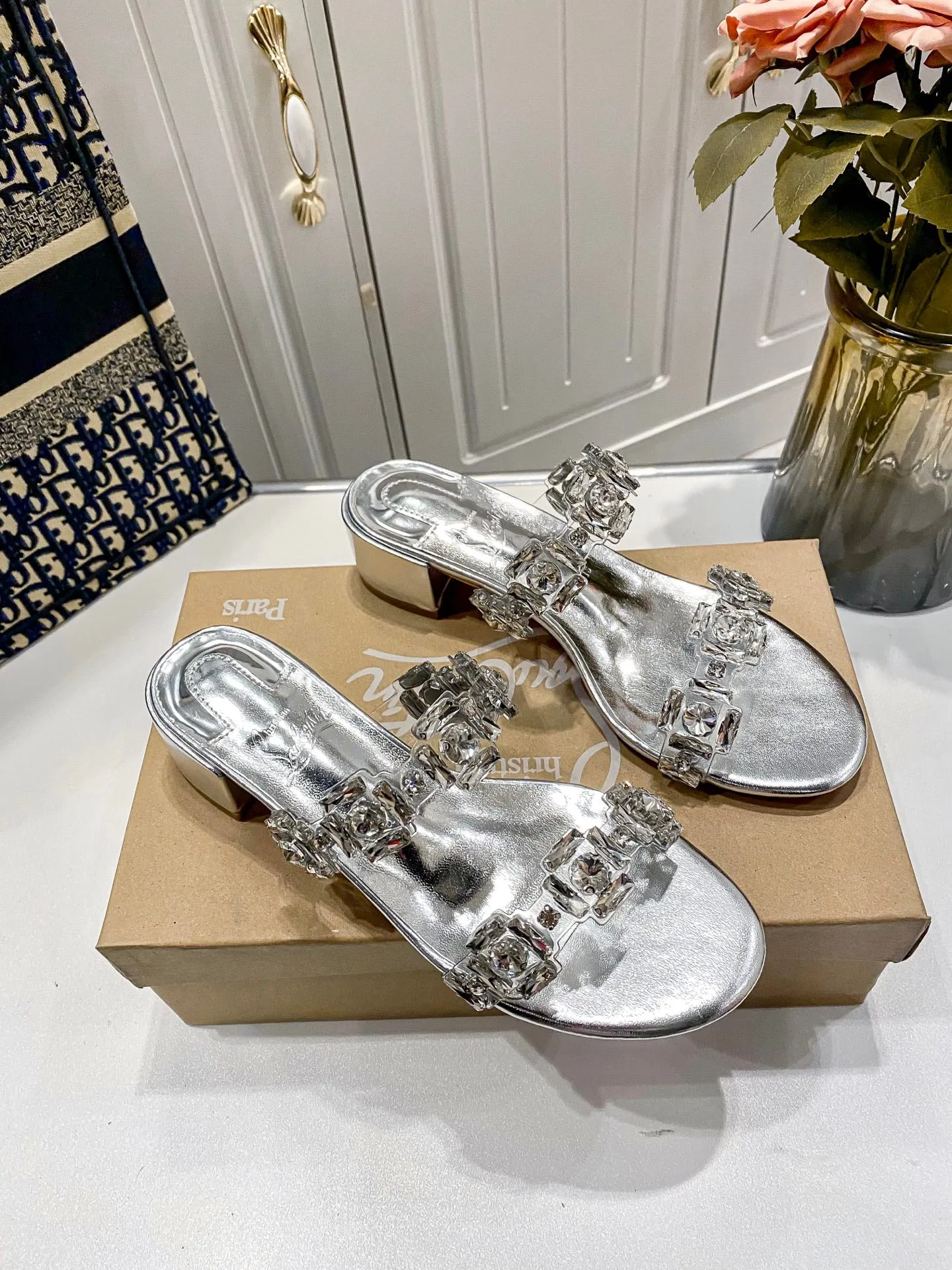 2025 Silver Crystal Slippers