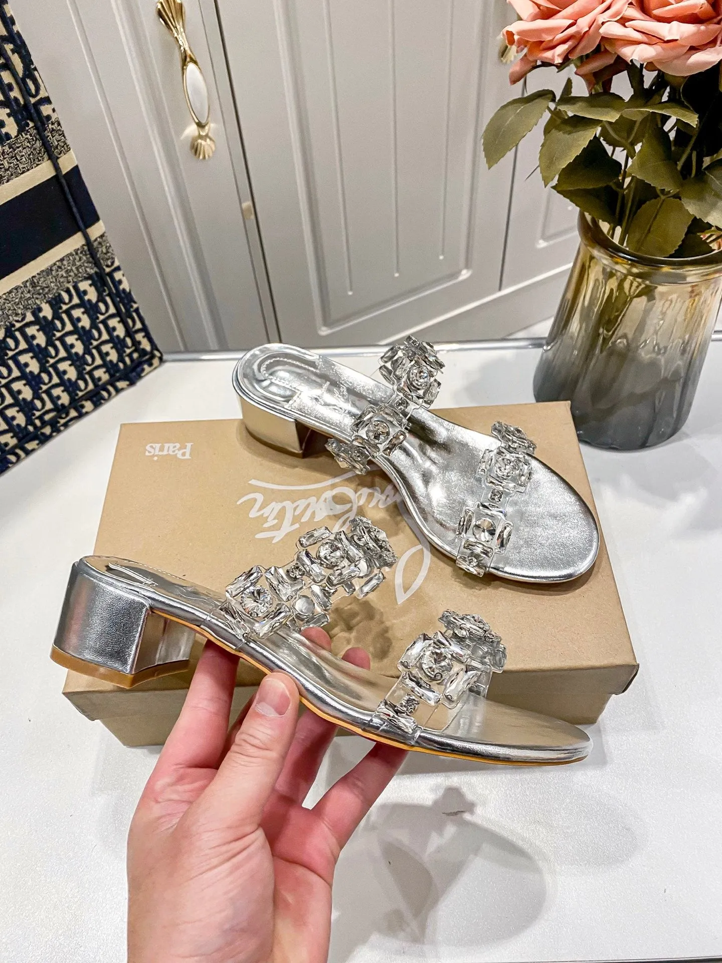 2025 Silver Crystal Slippers