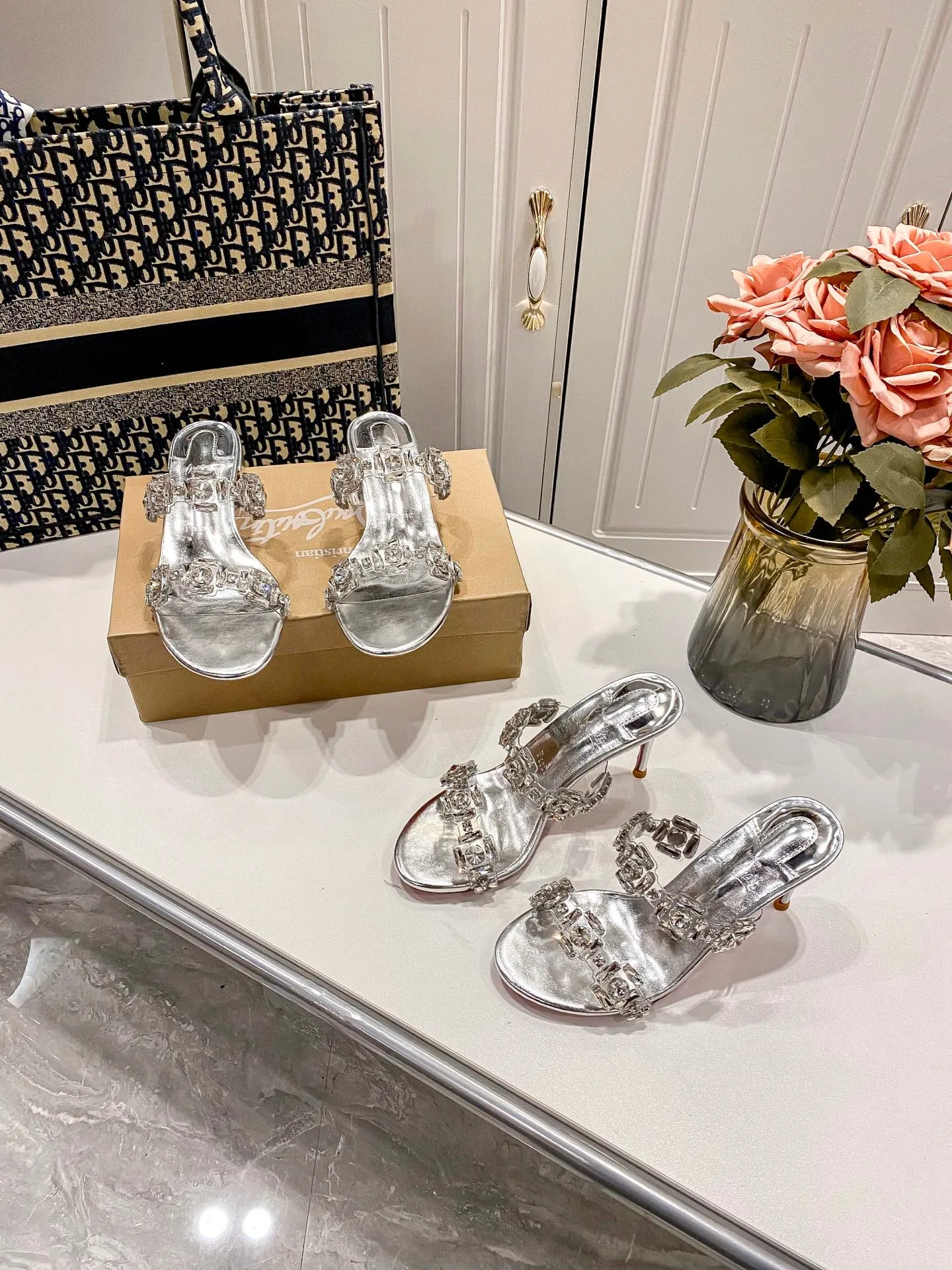 2025 Silver Crystal Slippers