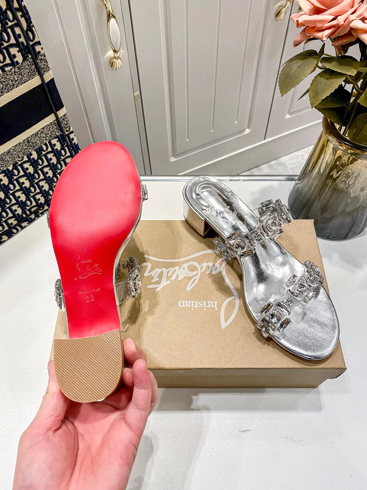 2025 Silver Crystal Slippers