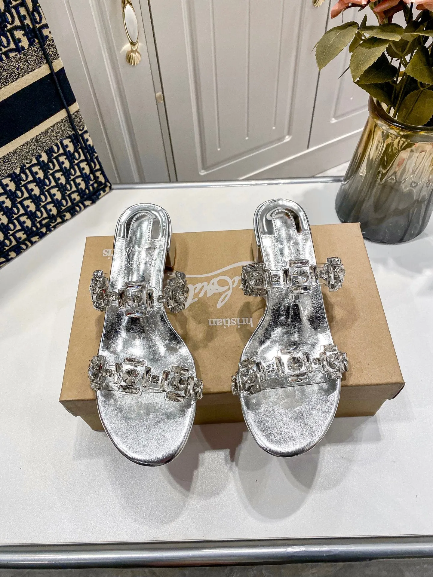 2025 Silver Crystal Slippers