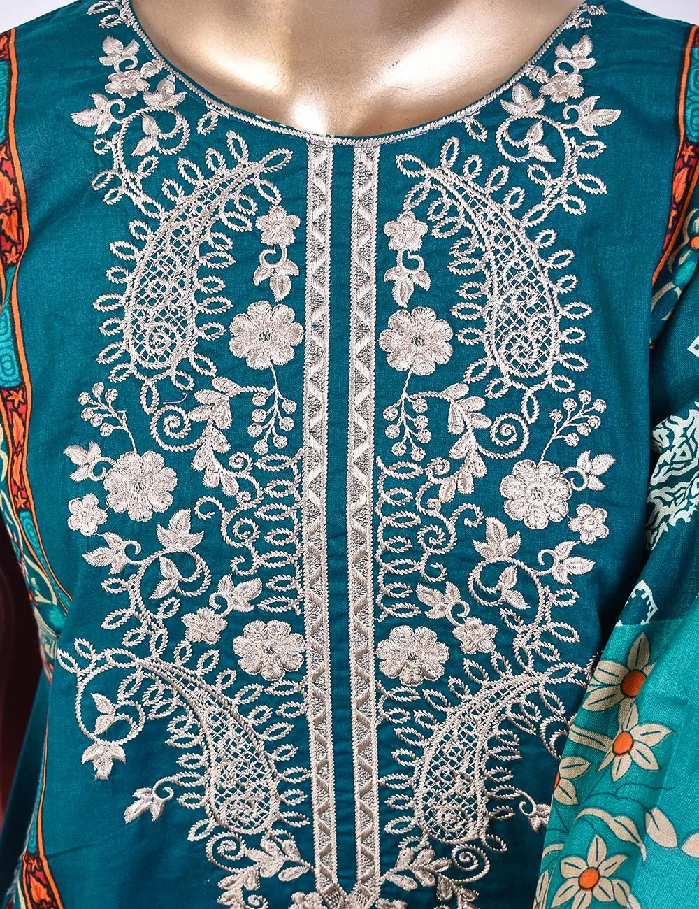 3 Pc Un-stitched Embroidered Lawn - Breezy Beach (ATL-3B-Sea Blue)
