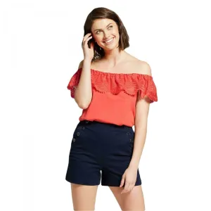 A New Day Women's Off the Shoulder Short Sleeve Lace Top Shirt Blouse