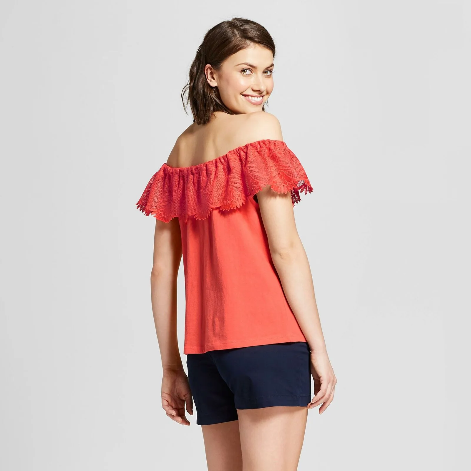 A New Day Women's Off the Shoulder Short Sleeve Lace Top Shirt Blouse