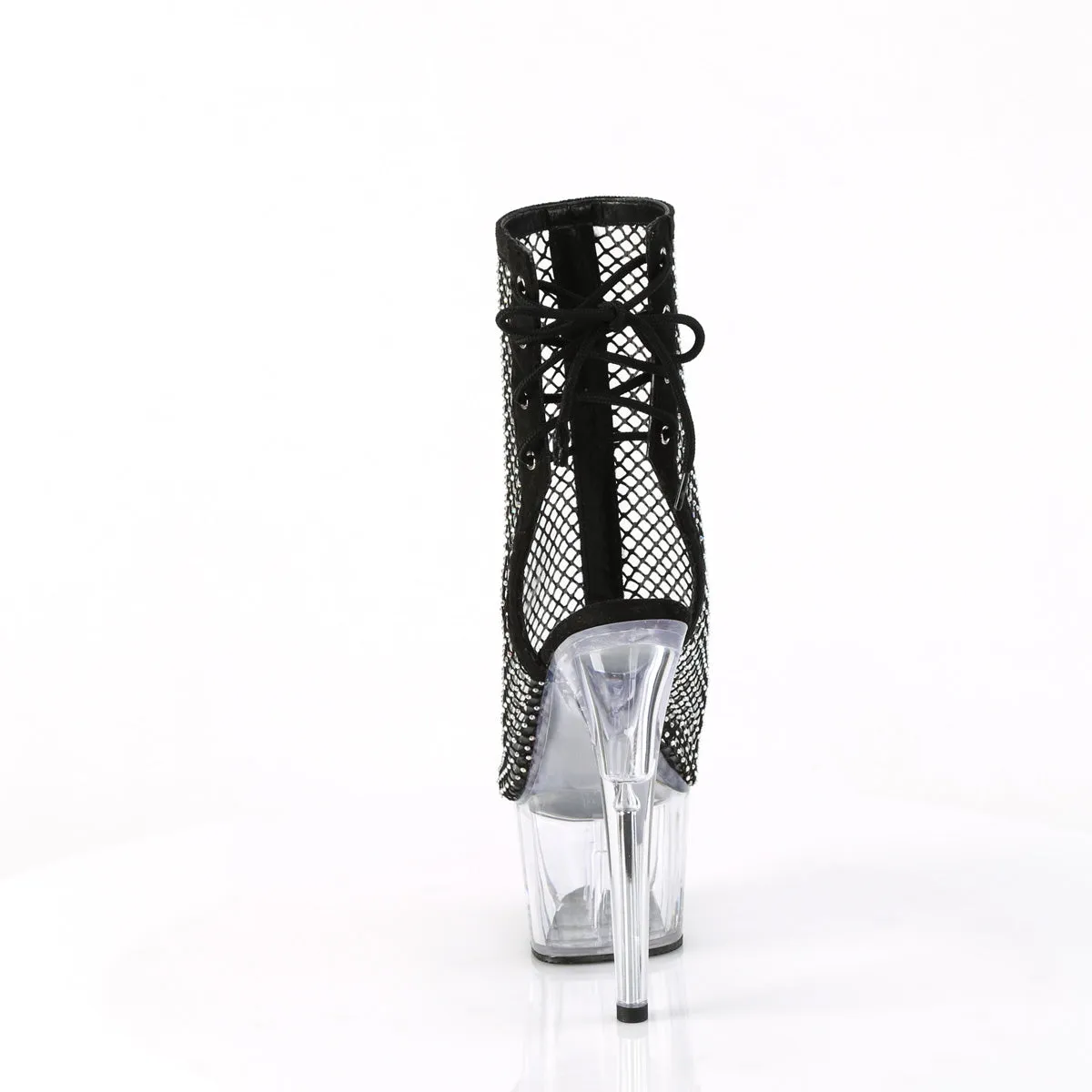 ADORE-1018RM  Black Faux Suede-RS Mesh/Clear