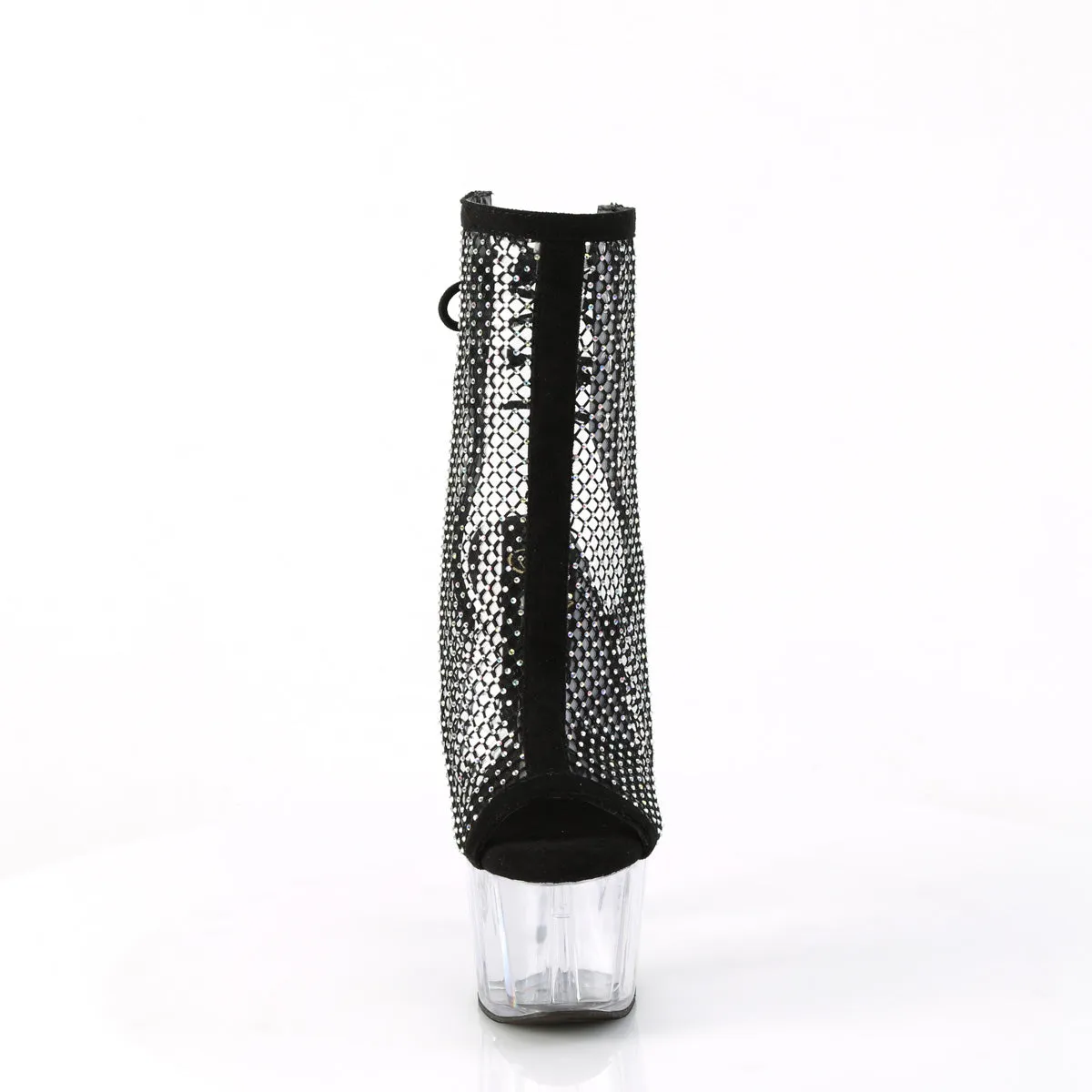 ADORE-1018RM  Black Faux Suede-RS Mesh/Clear