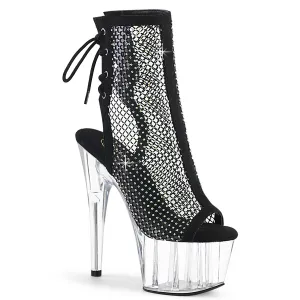 ADORE-1018RM  Black Faux Suede-RS Mesh/Clear