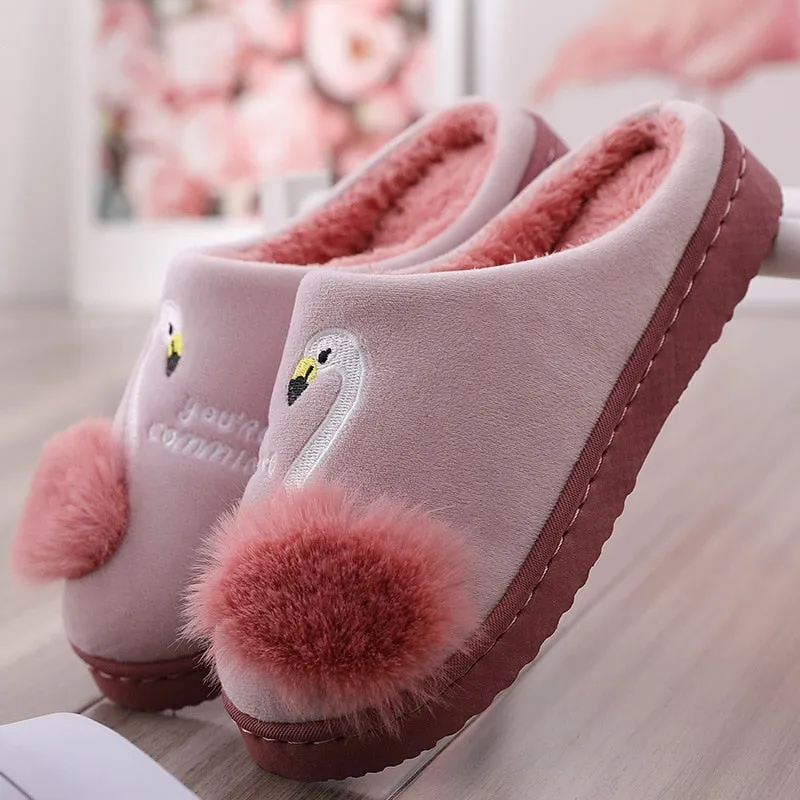 Animal Slippers Non-slip Soft Fur Plush Warm Indoor