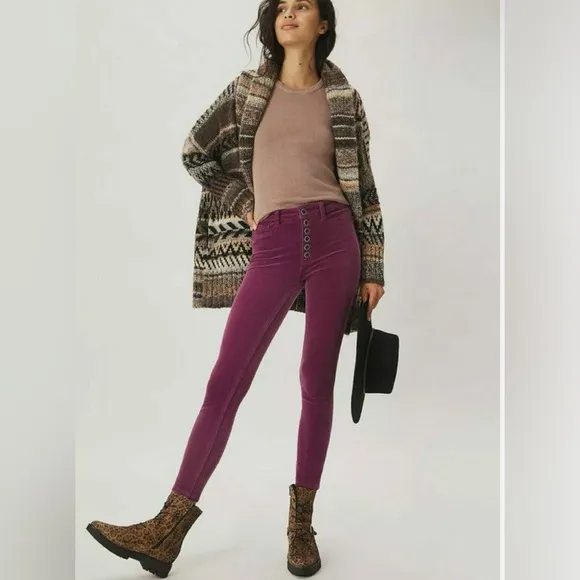 Anthropologie Pilcro 26 and 27 High-Rise Button-Fly Skinny Corduroy Pants Jeans