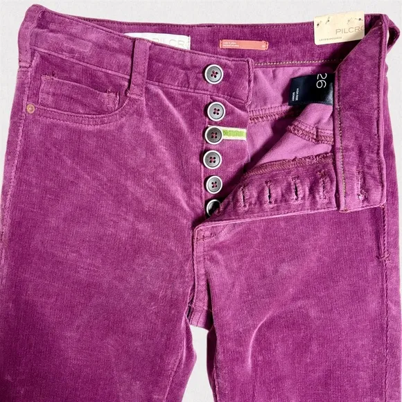 Anthropologie Pilcro 26 and 27 High-Rise Button-Fly Skinny Corduroy Pants Jeans
