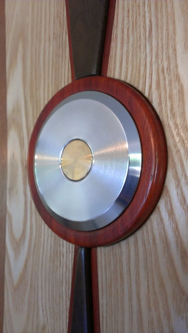 Ash and Walnut Wooden Wall Hanging Art with Polished Pendant "Button"