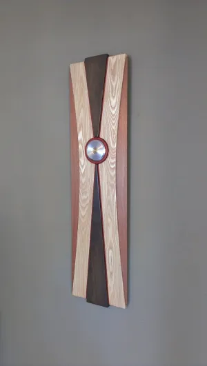 Ash and Walnut Wooden Wall Hanging Art with Polished Pendant "Button"
