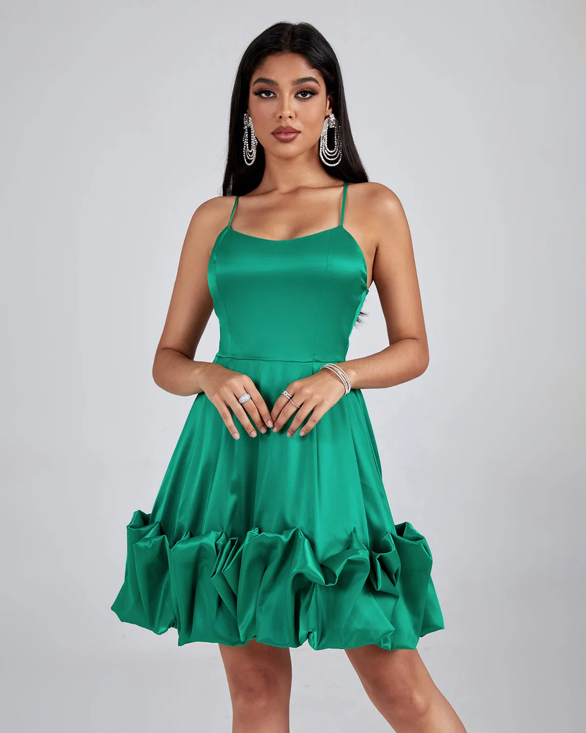 Backless Strappy Bustier Ruffle Dress