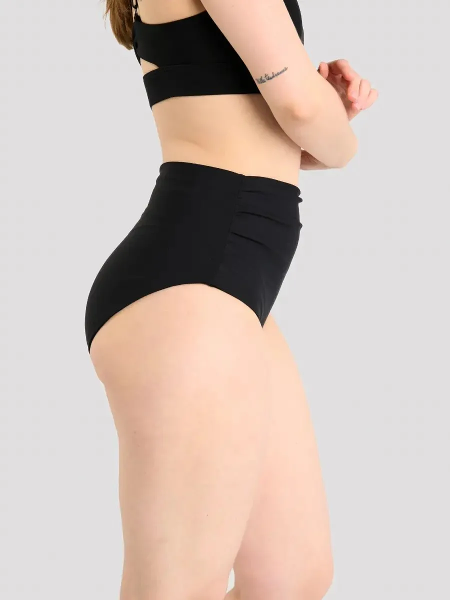 Bas de Bikini Taille Haute Drapée Glory - Noir