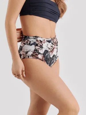 Bas de Bikini Taille Haute Drapée Glory - Romantica Rose Brown
