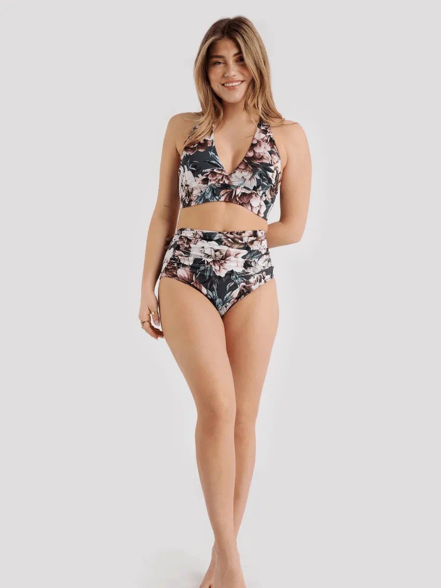 Bas de Bikini Taille Haute Drapée Glory - Romantica Rose Brown