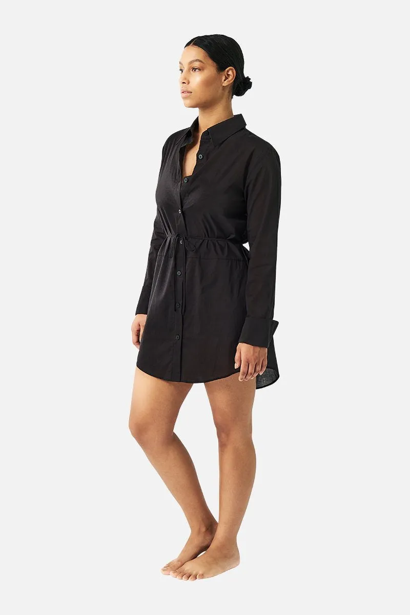 Beach Shirt Dress BLACK