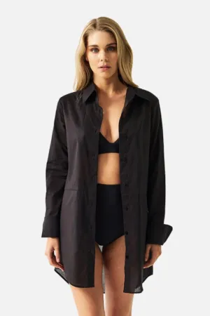 Beach Shirt Dress BLACK