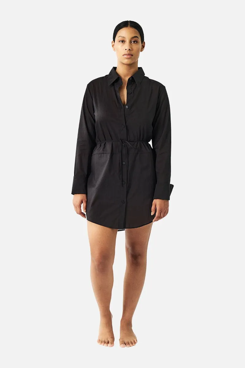 Beach Shirt Dress BLACK