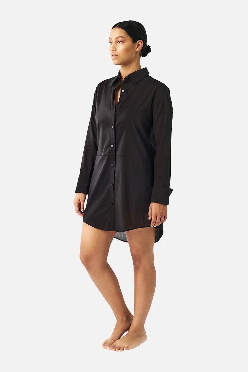 Beach Shirt Dress BLACK