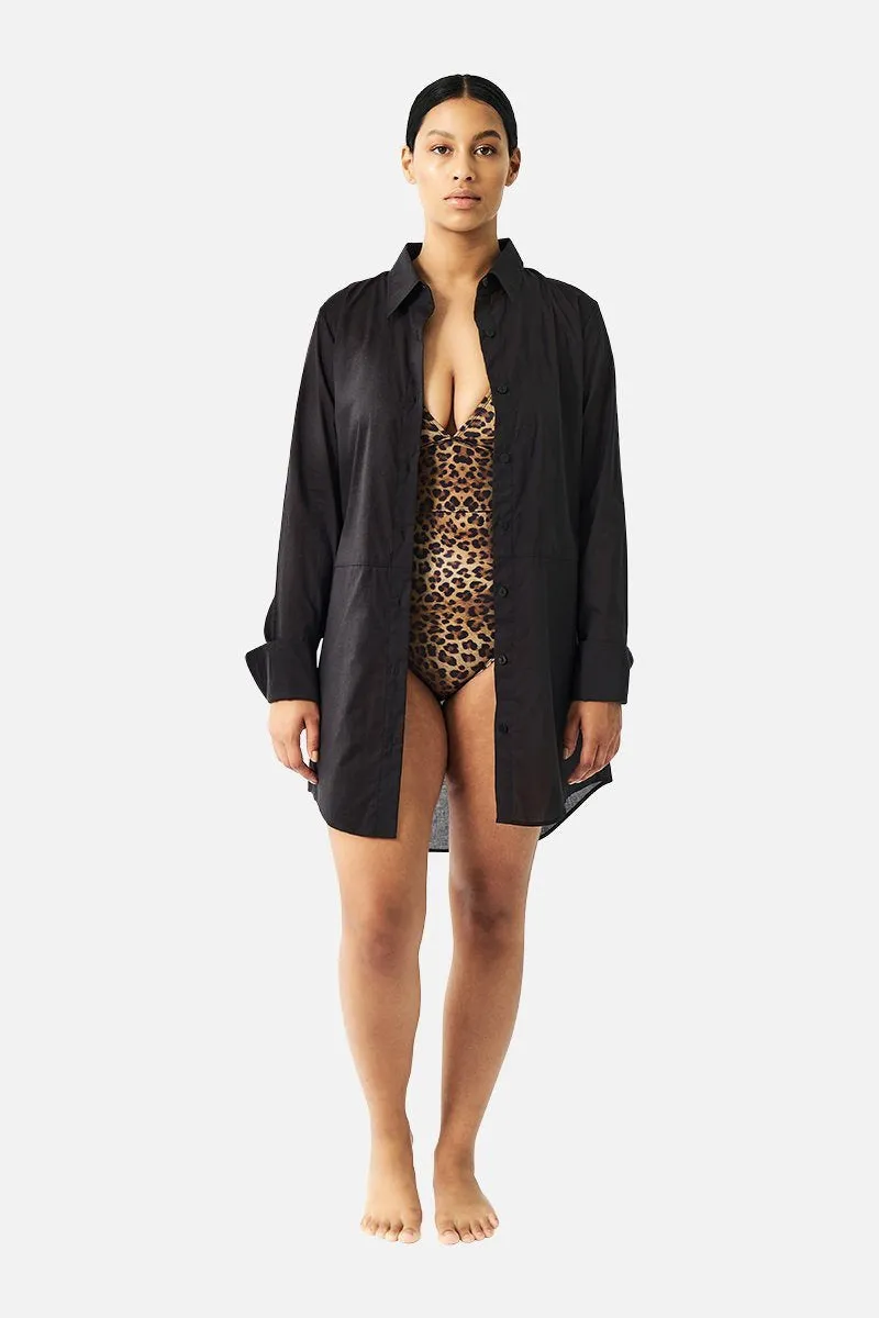Beach Shirt Dress BLACK