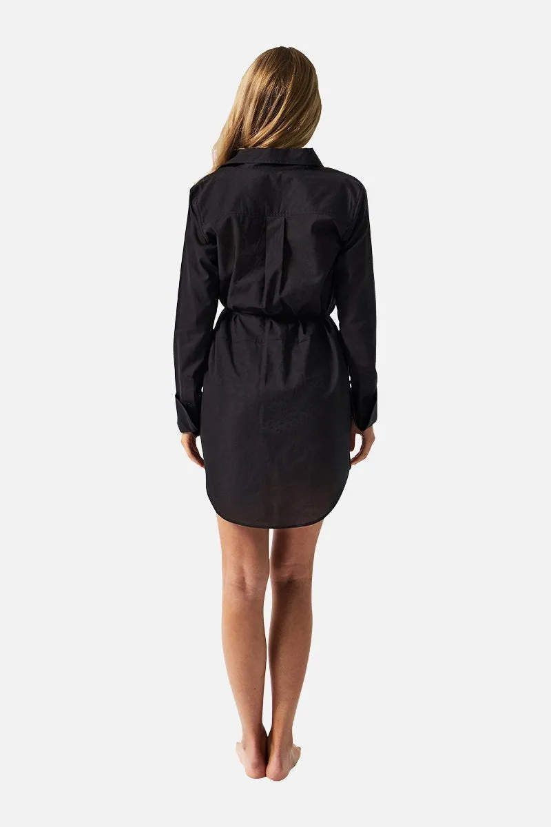 Beach Shirt Dress BLACK
