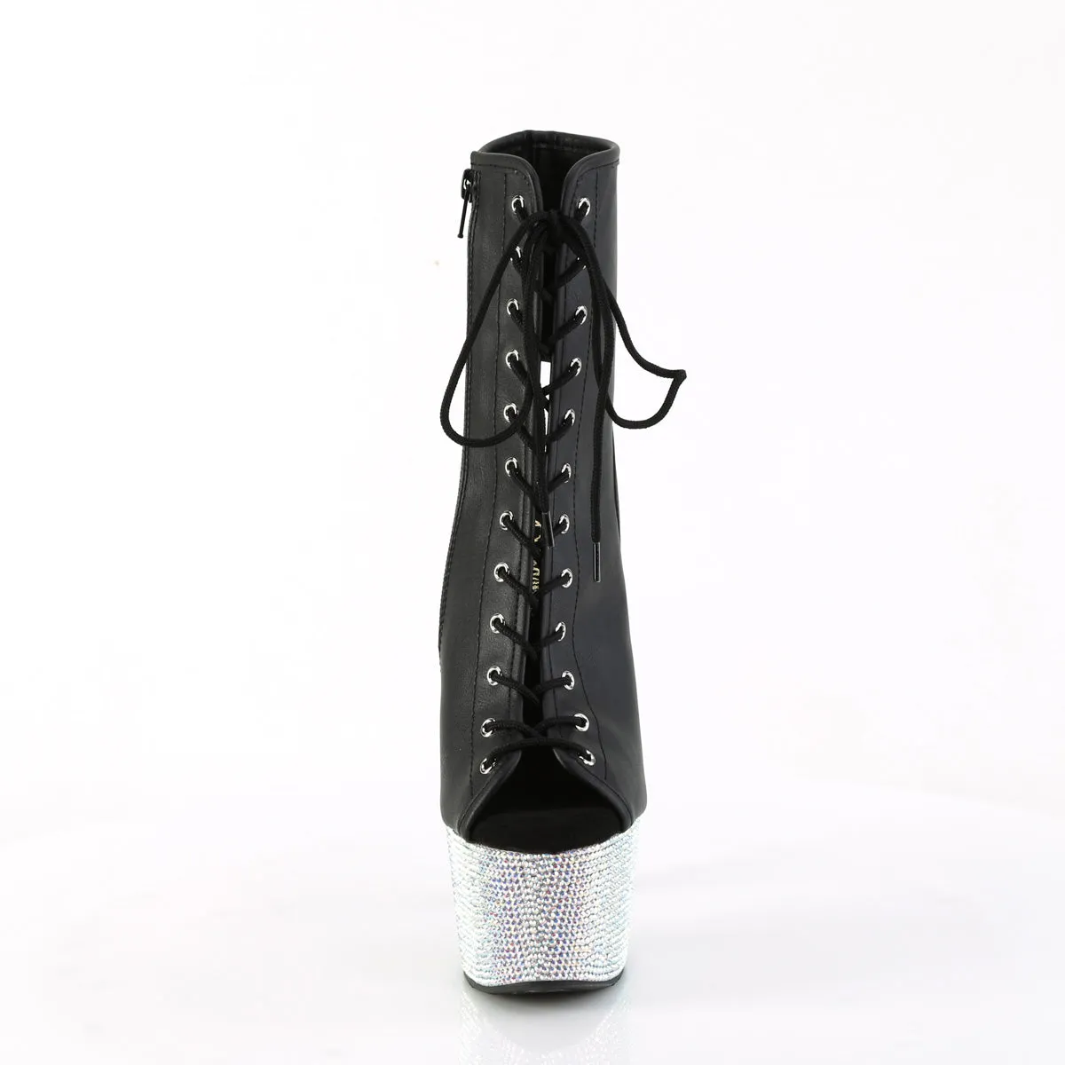 BEJEWELED-1016-7  Black Faux Leather/Silver AB RS