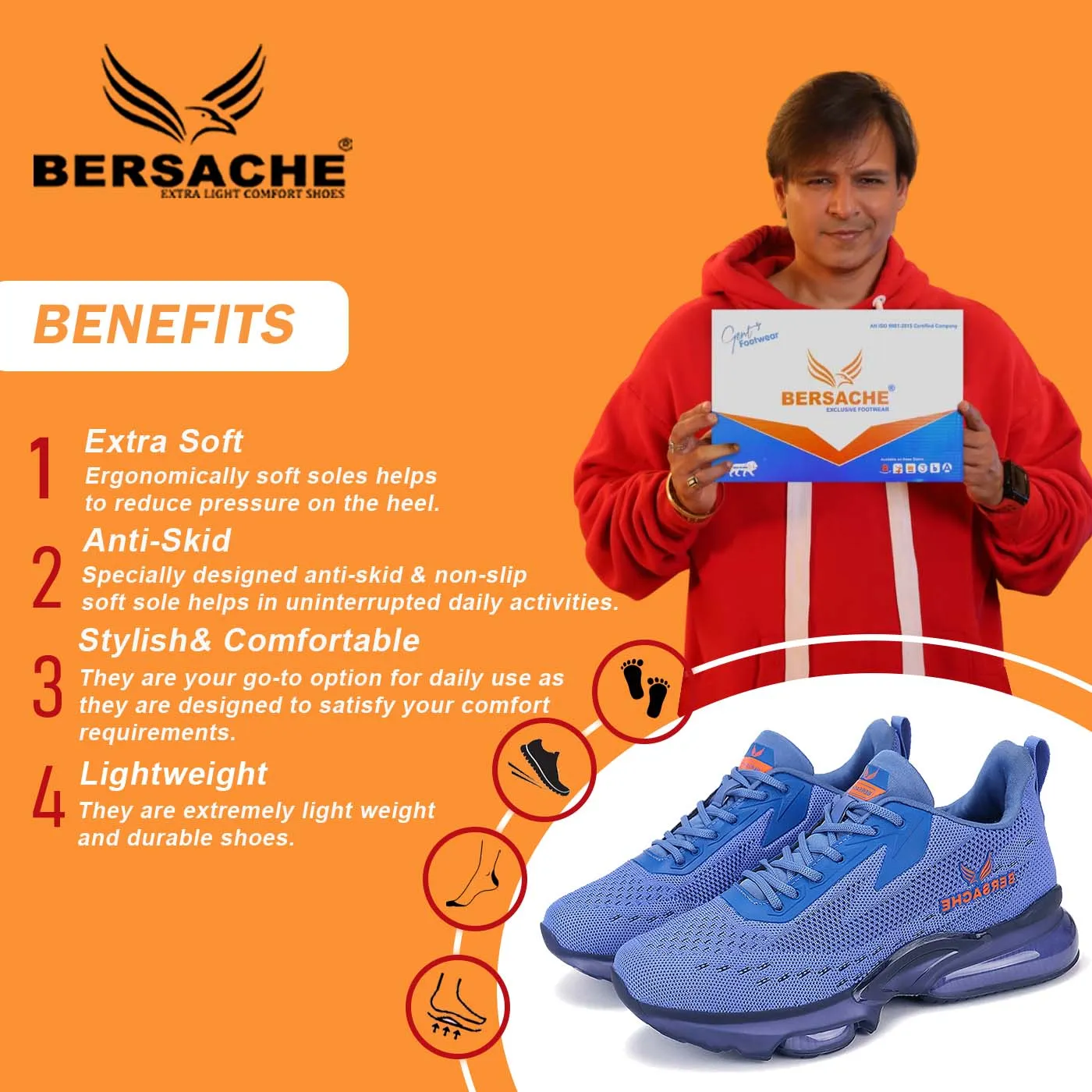 Bersache Running Sports Shoes For Men  Blue-9031