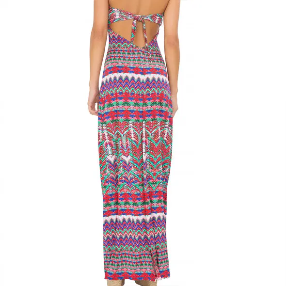 BESOS DE SAL - Strappy V Cut Out Maxi Dress
