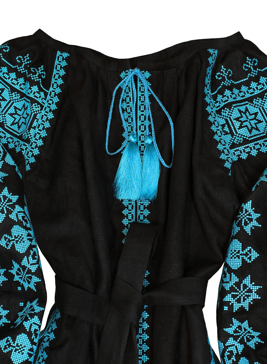 Black Boho style kaftan with embroidery