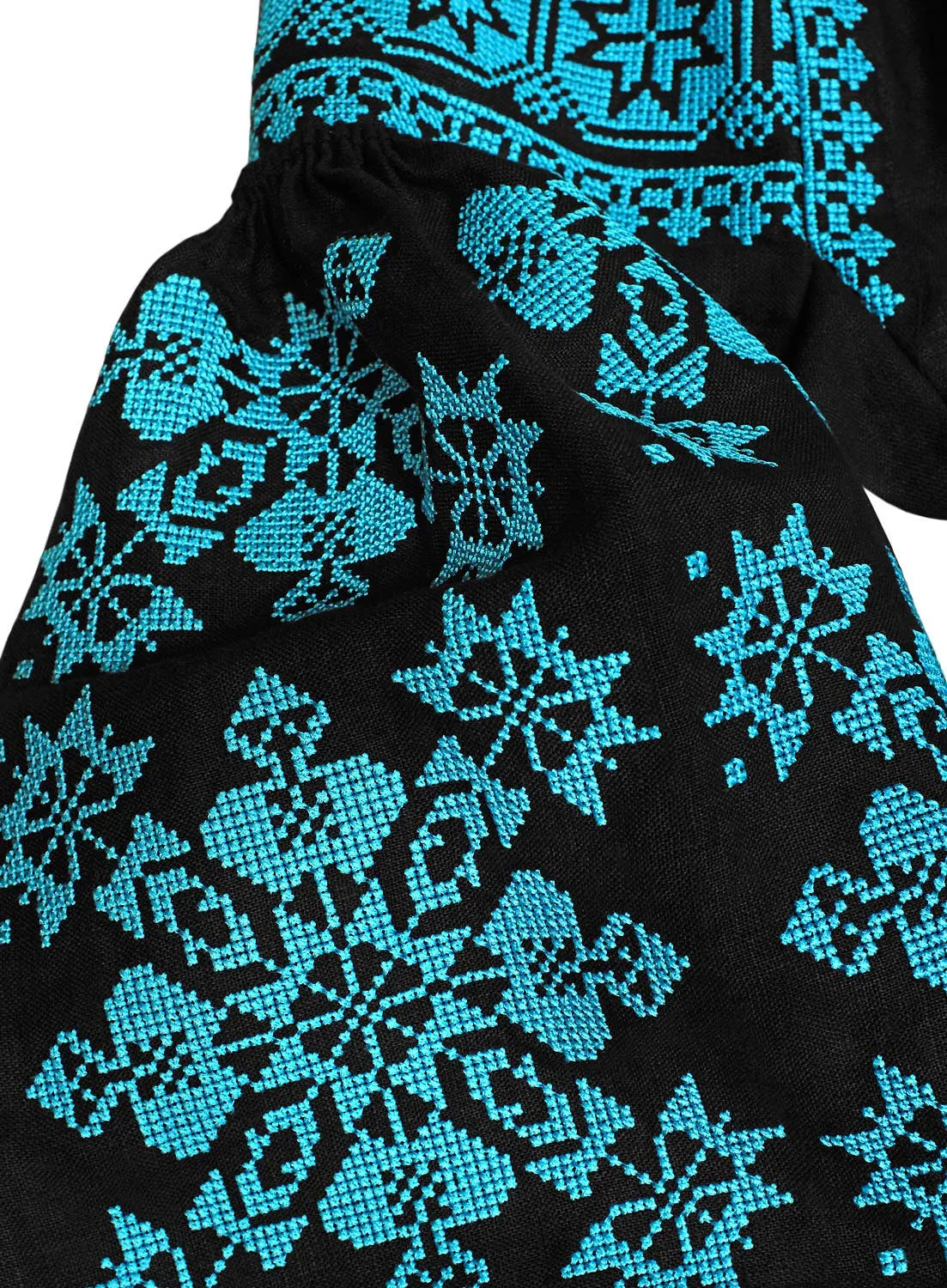 Black Boho style kaftan with embroidery