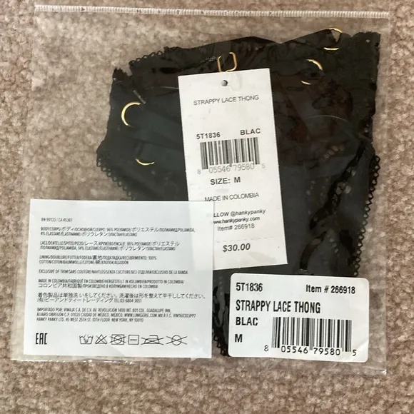 Brand New in Packaging Hanky Panky Bra &amp; Thong Set in Black