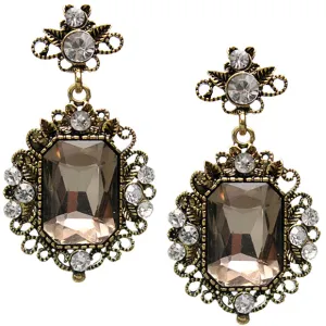 Brown Elegant Large Gemstone Post Earrings