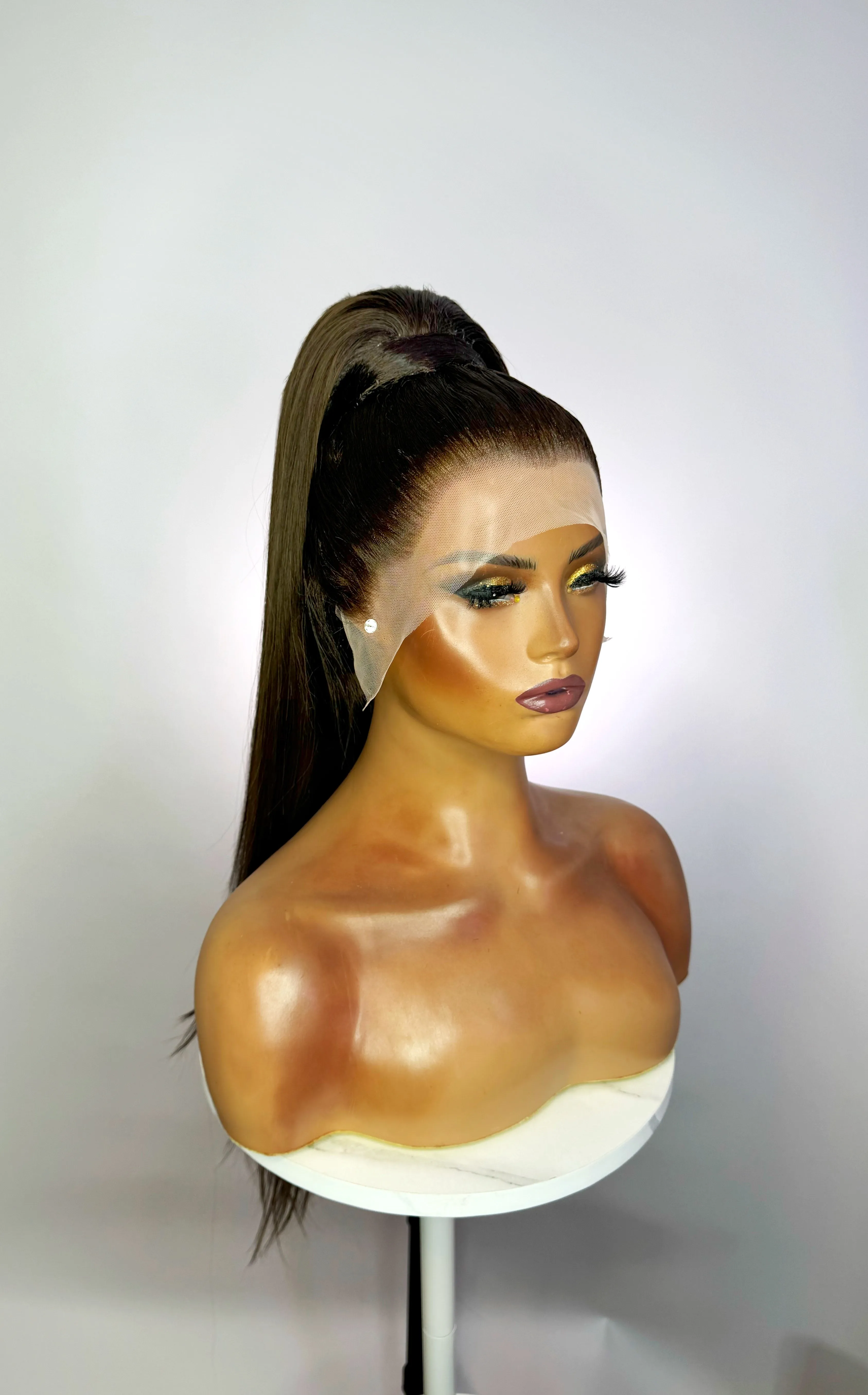 Brunette Stacked Ponytail Synthetic Wig (Made to Order)