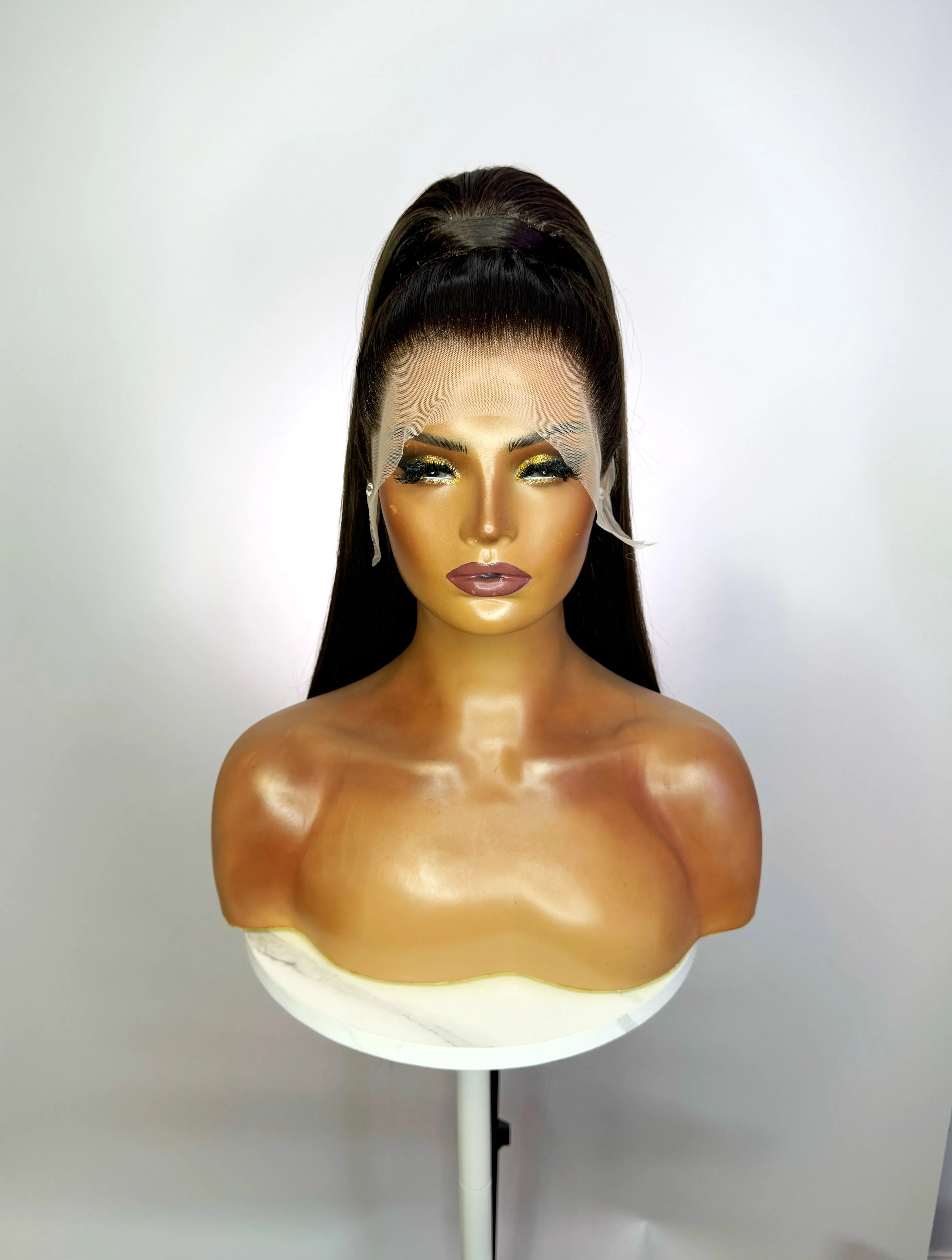 Brunette Stacked Ponytail Synthetic Wig (Made to Order)
