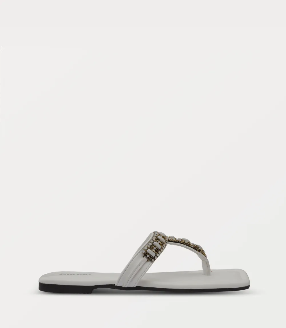 BW10383-WHITE-Women Chappal