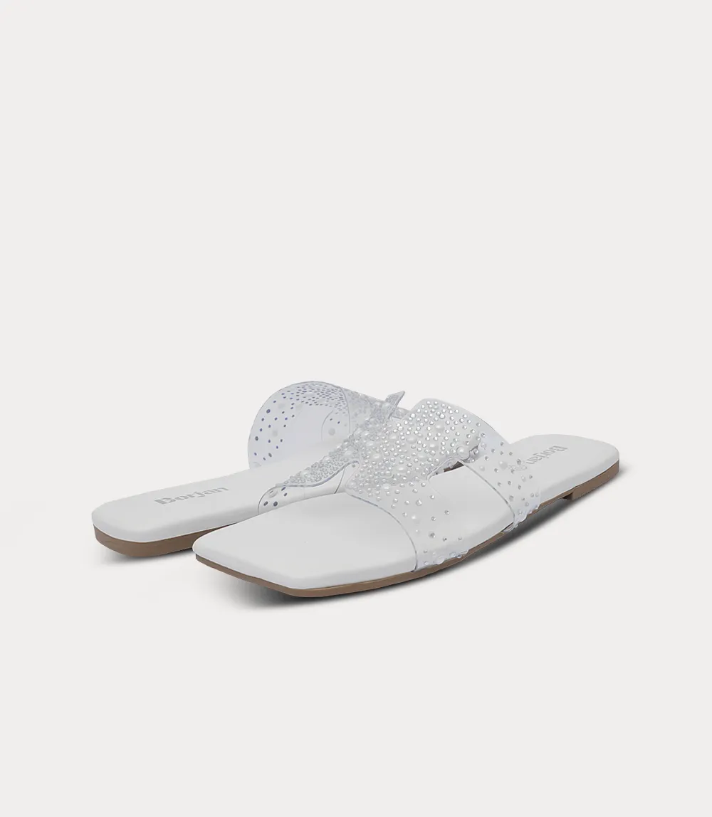 BW10443-WHITE-Women Slipper