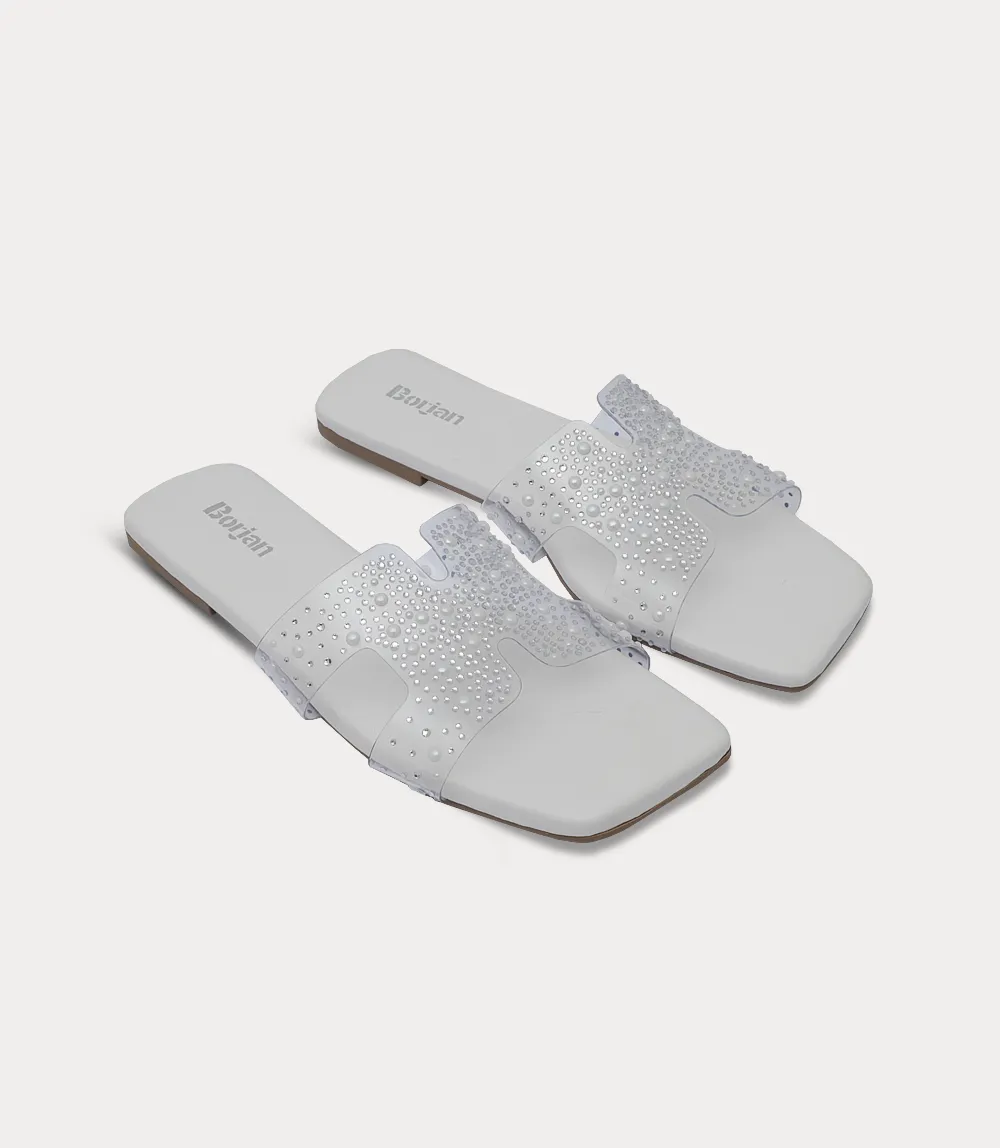 BW10443-WHITE-Women Slipper