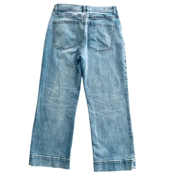 Cabi Palm Beach Crop Blue Denim Wide Leg Cropped Jeans. Size 6