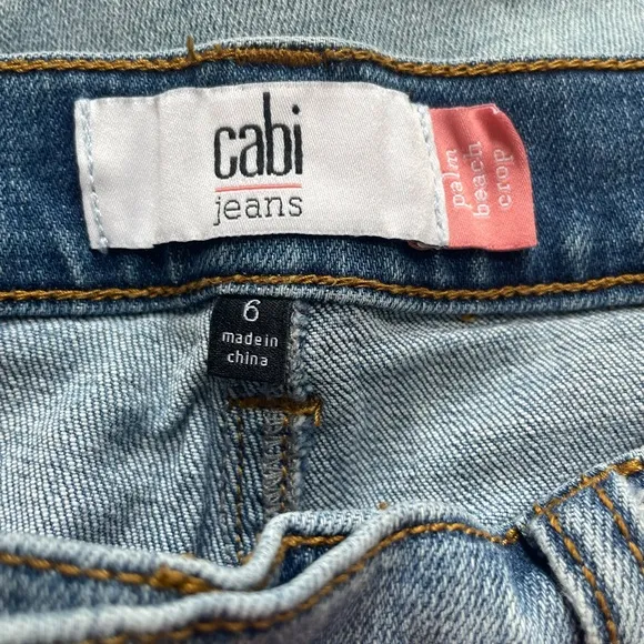 Cabi Palm Beach Crop Blue Denim Wide Leg Cropped Jeans. Size 6