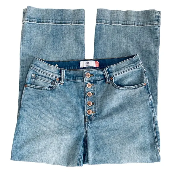 Cabi Palm Beach Crop Blue Denim Wide Leg Cropped Jeans. Size 6