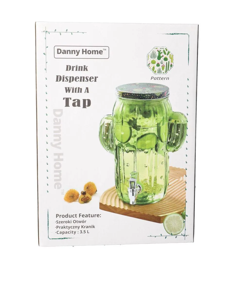 Cactus-Shaped Glass Drink Dispenser with Tap (3.5L)
