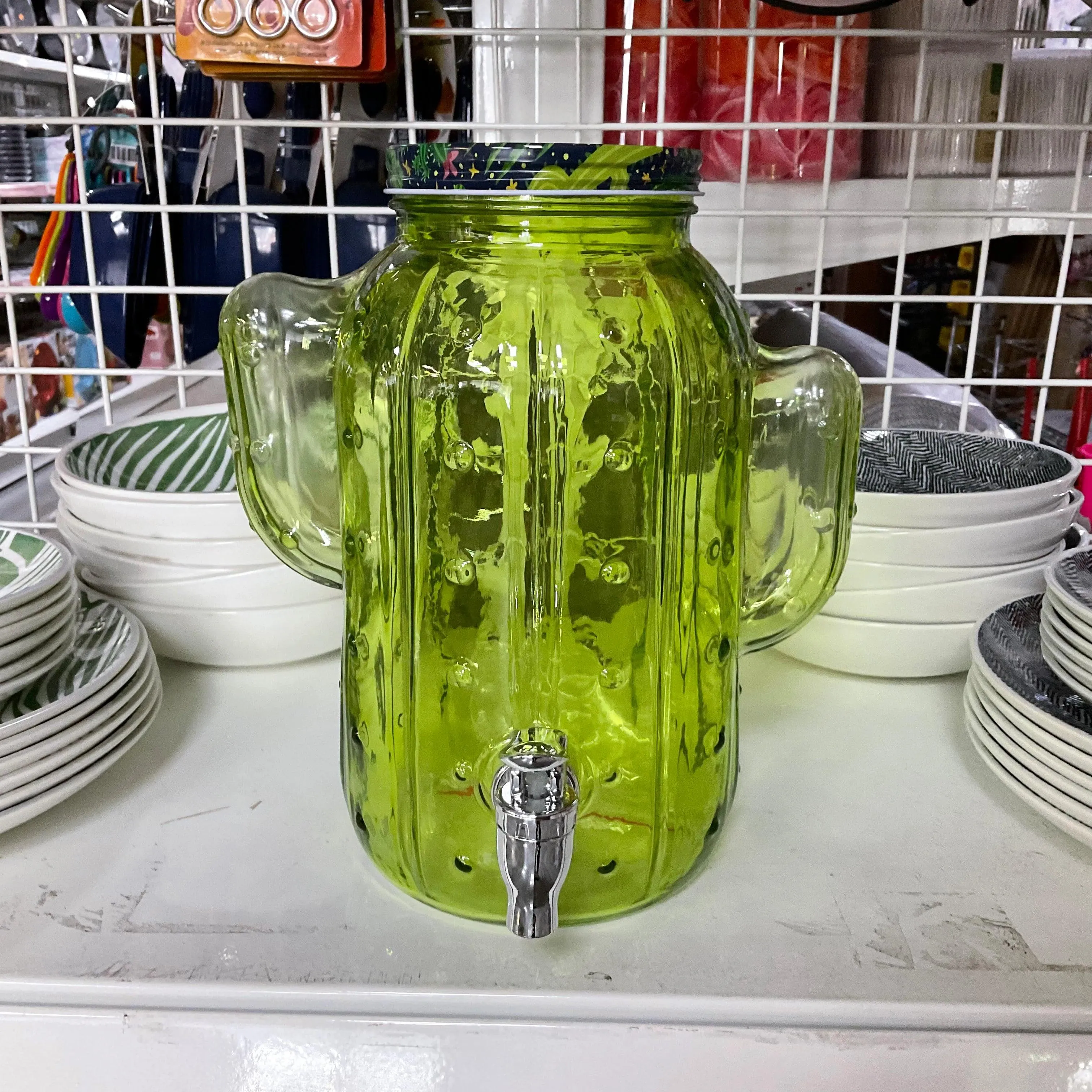 Cactus-Shaped Glass Drink Dispenser with Tap (3.5L)