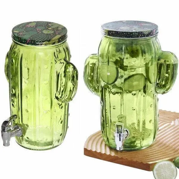 Cactus-Shaped Glass Drink Dispenser with Tap (3.5L)